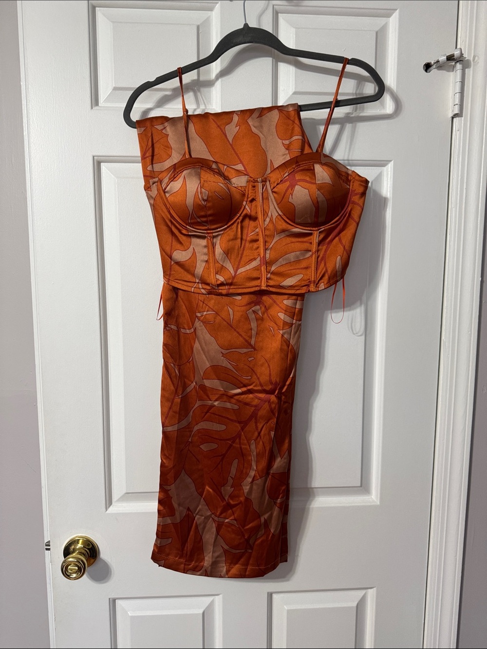 Rachel Zoe Burnt Orange Leaf-Print 2 piece pants and top